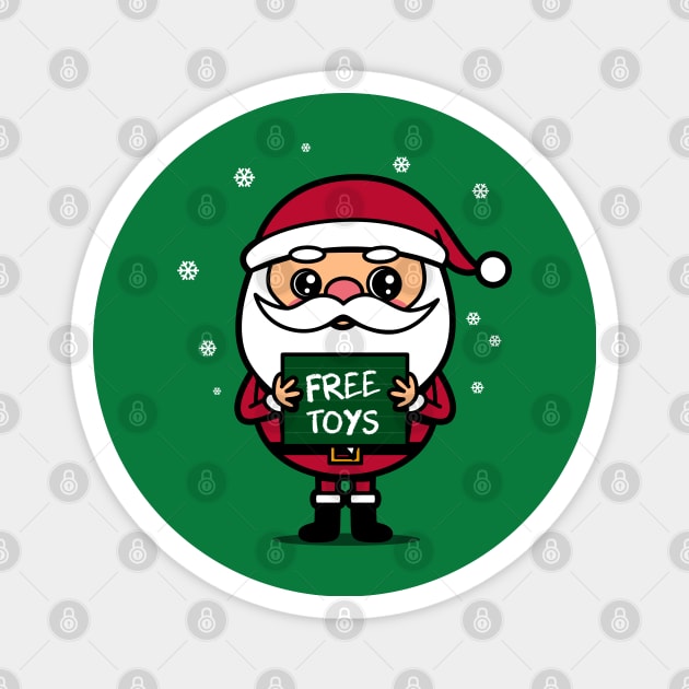 Cute Kawaii Christmas Santa Claus Giving Toys Magnet by BoggsNicolas
